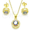 Sterling Silver Earring and Pendant Adult Set, with Vitrail Medium Cubic Zirconia and White Crystal, Polished, Golden Finish, 10.186.0035.1