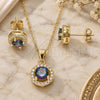 Sterling Silver Earring and Pendant Adult Set, with Vitrail Medium Cubic Zirconia and White Crystal, Polished, Golden Finish, 10.186.0035.1
