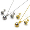Sterling Silver Earring and Pendant Adult Set, with Vitrail Medium Cubic Zirconia and White Crystal, Polished, Golden Finish, 10.186.0035.1