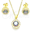 Sterling Silver Earring and Pendant Adult Set, with Vitrail Medium and White Cubic Zirconia, Polished, Golden Finish, 10.186.0036.1