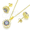 Sterling Silver Earring and Pendant Adult Set, with Vitrail Medium and White Cubic Zirconia, Polished, Golden Finish, 10.186.0036.1