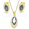 Sterling Silver Earring and Pendant Adult Set, with Vitrail Medium and White Cubic Zirconia, Polished, Golden Finish, 10.186.0037.1