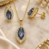 Sterling Silver Earring and Pendant Adult Set, with Vitrail Medium and White Cubic Zirconia, Polished, Golden Finish, 10.186.0037.1