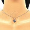 Sterling Silver Earring and Pendant Adult Set, Heart Design, with Vitrail Medium Cubic Zirconia and White Micro Pave, Polished, Rhodium Finish, 10.186.0038