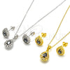 Sterling Silver Earring and Pendant Adult Set, Teardrop Design, with Vitrail Medium and White Cubic Zirconia, Polished, Golden Finish, 10.186.0042.1