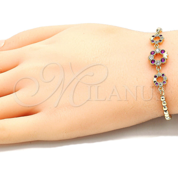 Gold Filled Bracelet — Adjustable Bolo Bracelet Flower and Crown Design with — alternate product view — SKU 131107 | Oro Laminado brazalete — Adjustable Bolo Bracelet flor and Crown diseño with — SKU 131107