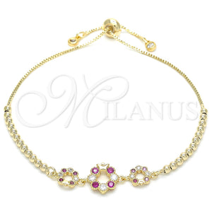 Gold Filled Bracelet — Adjustable Bolo Bracelet Flower and Crown Design with — main product view — SKU 131107 | Oro Laminado brazalete — Adjustable Bolo Bracelet flor and Crown diseño with — SKU 131107