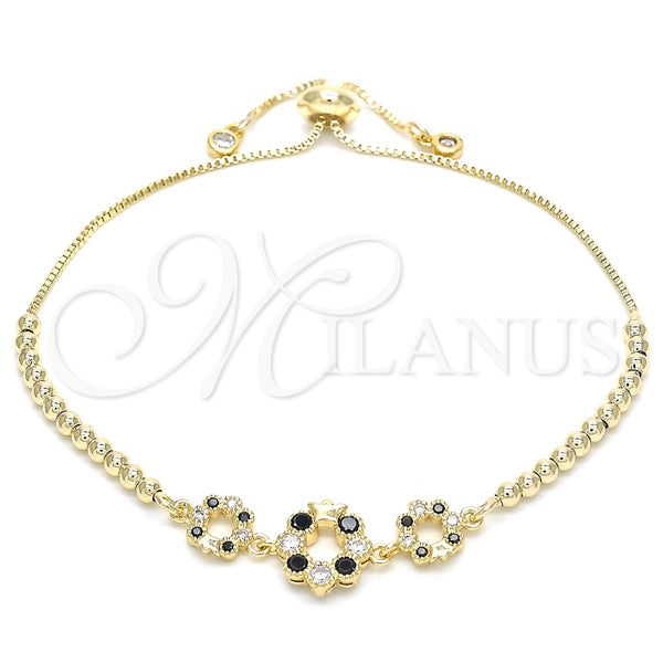 Gold Filled Bracelet — Adjustable Bolo Bracelet Flower and Crown Design with — main product view — SKU 131108 | Oro Laminado brazalete — Adjustable Bolo Bracelet flor and Crown diseño with — SKU 131108