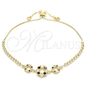 Gold Filled Bracelet — Adjustable Bolo Bracelet Flower and Crown Design with — main product view — SKU 131108 | Oro Laminado brazalete — Adjustable Bolo Bracelet flor and Crown diseño with — SKU 131108