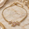 Oro Laminado Adjustable Bolo Bracelet, Gold Filled Style Heart Design, with Ruby and White Cubic Zirconia, Polished, Golden Finish, 03.233.0017.1.12 (01 MM Thickness, 12 Inches Length)
