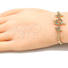 Oro Laminado Adjustable Bolo Bracelet, Gold Filled Style Heart Design, with Black and White Cubic Zirconia, Polished, Golden Finish, 03.233.0017.2.12 (01 MM Thickness, 12 Inches Length)