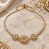 Oro Laminado Adjustable Bolo Bracelet, Gold Filled Style Flower Design, with White Cubic Zirconia, Polished, Golden Finish, 03.233.0021.12 (01 MM Thickness, 12 Inches Length)
