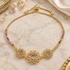 Oro Laminado Adjustable Bolo Bracelet, Gold Filled Style Flower Design, with Multicolor Cubic Zirconia, Polished, Golden Finish, 03.233.0021.3.12 (01 MM Thickness, 12 Inches Length)