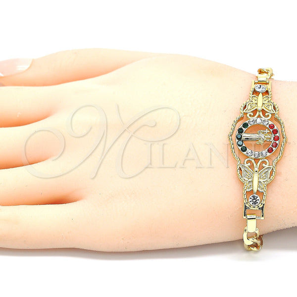 Gold Filled Bracelet — Fancy Bracelet San Benito and Butterfly Design with — alternate product view — SKU 131134 | Oro Laminado brazalete — elegante Bracelet San Benito and Butterfly diseño with — SKU 131134