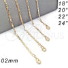Oro Laminado Basic Necklace, Gold Filled Style Polished, Golden Finish, 04.213.0050.22 (02 MM Thickness, 22 Inches Length)
