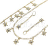 Oro Laminado Necklace, Bracelet and Earring, Gold Filled Style Turtle Design, with White Crystal, Polished, Golden Finish, 06.213.0005