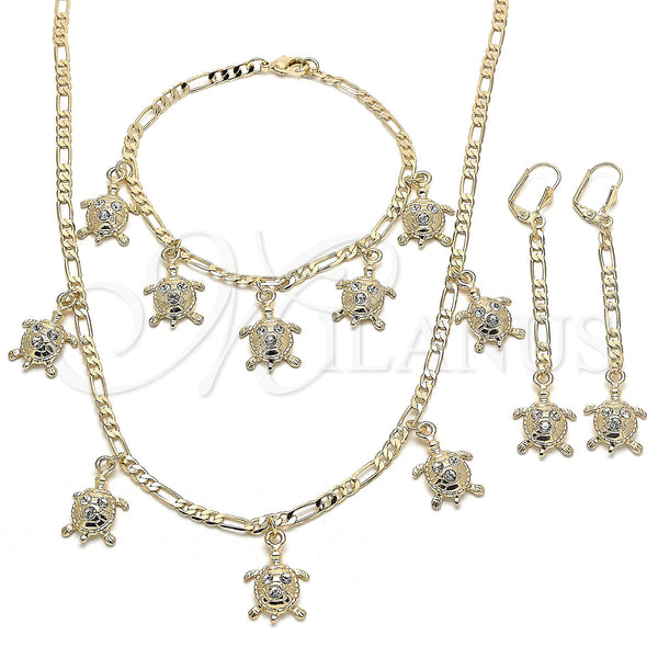 Gold Filled Ring — Necklace Bracelet and Earring Turtle Design with White — main product view — SKU 131140 | Oro Laminado anillo — Necklace Bracelet and Earring Turtle diseño with blanco — SKU 131140