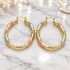 Oro Laminado Medium Hoop, Gold Filled Style Hollow Design, Polished, Tricolor, 02.170.0257.1.40
