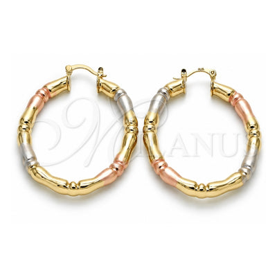 Oro Laminado Medium Hoop, Gold Filled Style Hollow Design, Polished, Tricolor, 02.170.0257.1.40