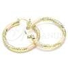 Oro Laminado Medium Hoop, Gold Filled Style Hollow Design, Diamond Cutting Finish, Tricolor, 02.170.0229.1.40