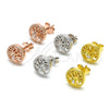 Sterling Silver Stud Earring, Tree Design, with White Cubic Zirconia, Polished, Rhodium Finish, 02.369.0034