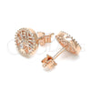 Sterling Silver Stud Earring, Tree Design, with White Cubic Zirconia, Polished, Rose Gold Finish, 02.369.0034.1