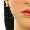 Sterling Silver Stud Earring, Tree Design, with White Cubic Zirconia, Polished, Golden Finish, 02.369.0034.2