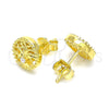 Sterling Silver Stud Earring, Tree Design, with White Cubic Zirconia, Polished, Golden Finish, 02.369.0034.2