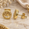 Sterling Silver Stud Earring, Tree Design, with White Cubic Zirconia, Polished, Golden Finish, 02.369.0034.2