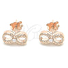Sterling Silver Stud Earring, Infinite Design, with White Cubic Zirconia, Polished, Rose Gold Finish, 02.369.0035.1