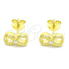 Sterling Silver Stud Earring, Infinite Design, with White Cubic Zirconia, Polished, Golden Finish, 02.369.0035.2