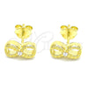 Sterling Silver Stud Earring, Infinite Design, with White Cubic Zirconia, Polished, Golden Finish, 02.369.0035.2