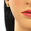 Sterling Silver Stud Earring, Moon Design, with White Cubic Zirconia, Polished, Golden Finish, 02.369.0036.2
