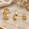 Sterling Silver Stud Earring, Moon Design, with White Cubic Zirconia, Polished, Golden Finish, 02.369.0036.2