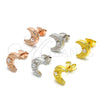 Sterling Silver Stud Earring, Moon Design, with White Cubic Zirconia, Polished, Golden Finish, 02.369.0036.2