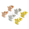 Sterling Silver Stud Earring, Star Design, with White Cubic Zirconia, Polished, Rhodium Finish, 02.369.0037