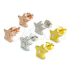 Sterling Silver Stud Earring, Star Design, with White Cubic Zirconia, Polished, Rhodium Finish, 02.369.0037