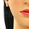 Sterling Silver Stud Earring, Star Design, with White Cubic Zirconia, Polished, Rose Gold Finish, 02.369.0037.1
