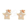 Sterling Silver Stud Earring, Star Design, with White Cubic Zirconia, Polished, Rose Gold Finish, 02.369.0037.1