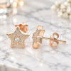 Sterling Silver Stud Earring, Star Design, with White Cubic Zirconia, Polished, Rose Gold Finish, 02.369.0037.1