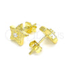 Sterling Silver Stud Earring, Star Design, with White Cubic Zirconia, Polished, Golden Finish, 02.369.0037.2