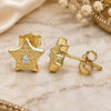 Sterling Silver Stud Earring, Star Design, with White Cubic Zirconia, Polished, Golden Finish, 02.369.0037.2