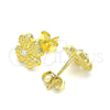 Sterling Silver Stud Earring, Four-leaf Clover Design, with White Cubic Zirconia, Polished, Golden Finish, 02.369.0038.2