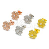 Sterling Silver Stud Earring, Four-leaf Clover Design, with White Cubic Zirconia, Polished, Golden Finish, 02.369.0038.2