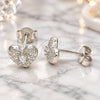 Sterling Silver Stud Earring, Heart Design, with White Cubic Zirconia, Polished, Rhodium Finish, 02.369.0039