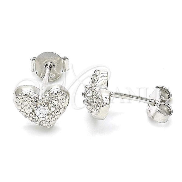 Sterling Silver Ring — Stud Earring Heart Design with White Cubic Zirconia — main product view — SKU 131161 | Plata 925 anillo — Stud Earring corazón diseño with blanco Cubic Zirconia — SKU 131161