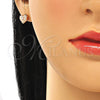 Sterling Silver Stud Earring, Heart Design, with White Cubic Zirconia, Polished, Rose Gold Finish, 02.369.0039.1