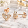 Sterling Silver Stud Earring, Heart Design, with White Cubic Zirconia, Polished, Rose Gold Finish, 02.369.0039.1