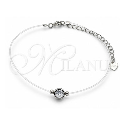 Sterling Silver Fancy Bracelet, with White Cubic Zirconia, Polished, Rhodium Finish, 03.369.0012.07 (01 MM Thickness, 7 Inches Length)