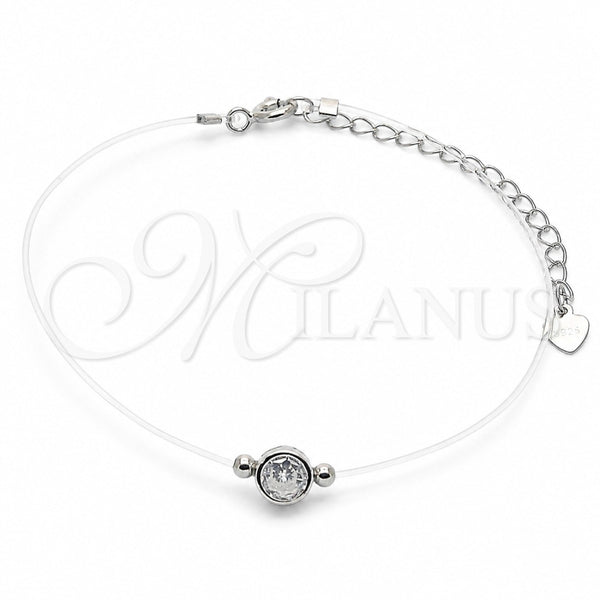 Sterling Silver Fancy Bracelet, with White Cubic Zirconia, Polished, Rhodium Finish, 03.369.0012.07 (01 MM Thickness, 7 Inches Length)